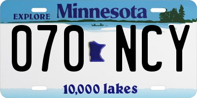 MN license plate 070NCY