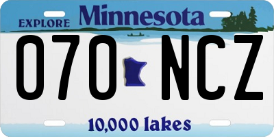 MN license plate 070NCZ