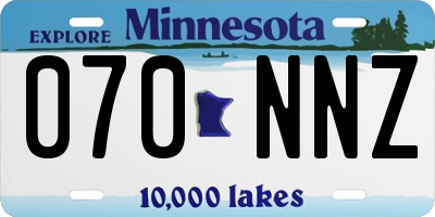 MN license plate 070NNZ