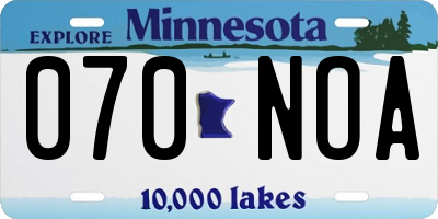 MN license plate 070NOA