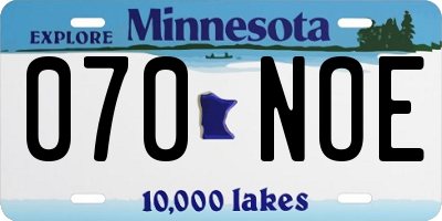 MN license plate 070NOE