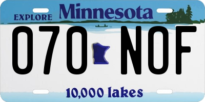 MN license plate 070NOF