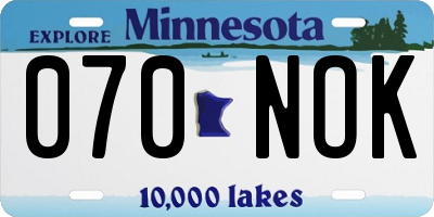 MN license plate 070NOK