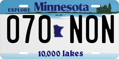 MN license plate 070NON