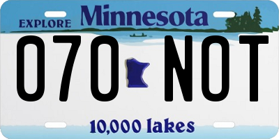 MN license plate 070NOT