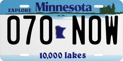 MN license plate 070NOW