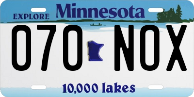 MN license plate 070NOX