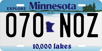 MN license plate 070NOZ