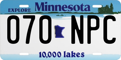MN license plate 070NPC