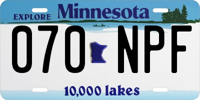 MN license plate 070NPF