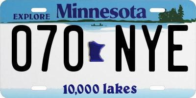 MN license plate 070NYE