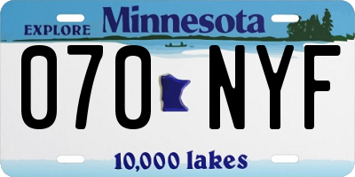 MN license plate 070NYF