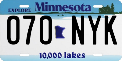 MN license plate 070NYK