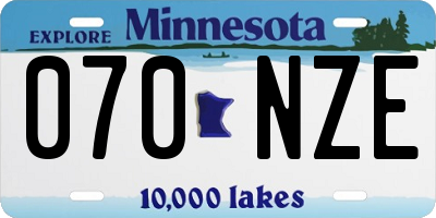 MN license plate 070NZE