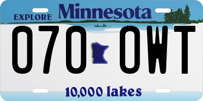 MN license plate 070OWT