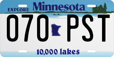 MN license plate 070PST