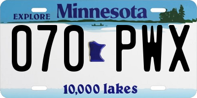 MN license plate 070PWX