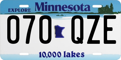 MN license plate 070QZE