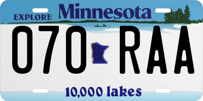 MN license plate 070RAA
