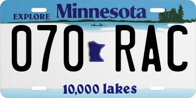 MN license plate 070RAC