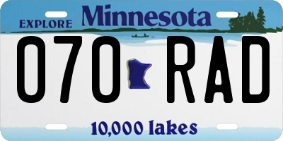 MN license plate 070RAD