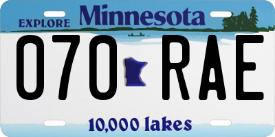 MN license plate 070RAE