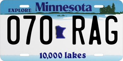MN license plate 070RAG
