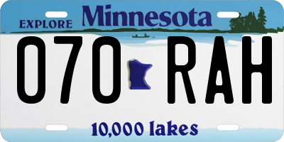 MN license plate 070RAH