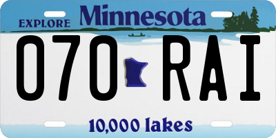 MN license plate 070RAI