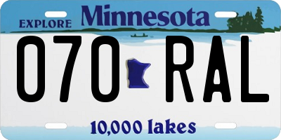 MN license plate 070RAL