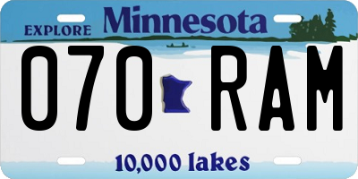 MN license plate 070RAM