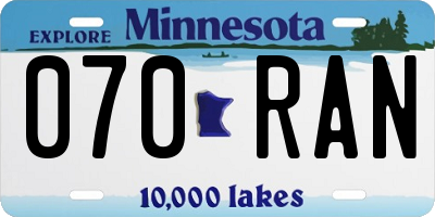 MN license plate 070RAN
