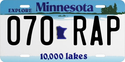 MN license plate 070RAP