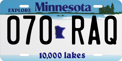 MN license plate 070RAQ