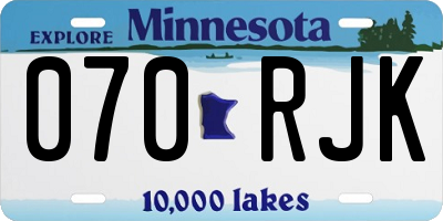 MN license plate 070RJK