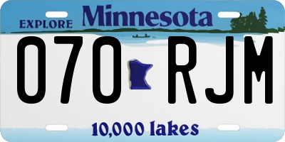 MN license plate 070RJM