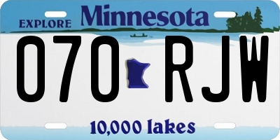MN license plate 070RJW