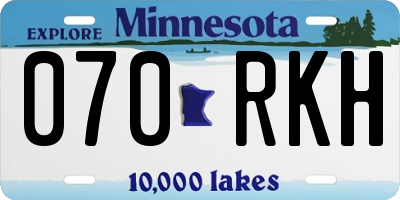 MN license plate 070RKH