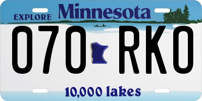 MN license plate 070RKO