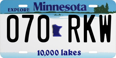 MN license plate 070RKW