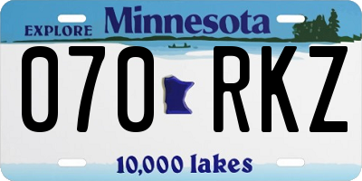 MN license plate 070RKZ
