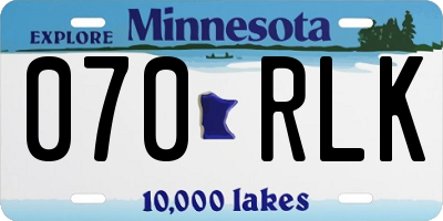 MN license plate 070RLK