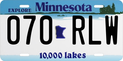 MN license plate 070RLW