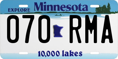 MN license plate 070RMA