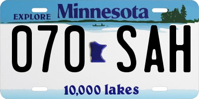 MN license plate 070SAH
