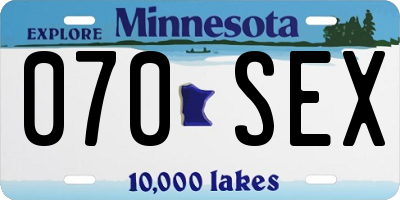MN license plate 070SEX