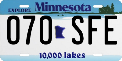 MN license plate 070SFE