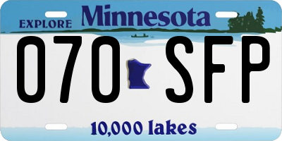 MN license plate 070SFP