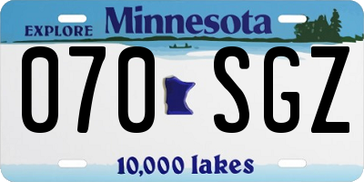 MN license plate 070SGZ