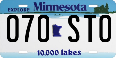 MN license plate 070STO